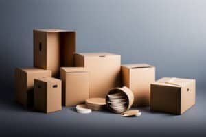 Replay Products | A group of eco-friendly cardboard boxes on a grey background.