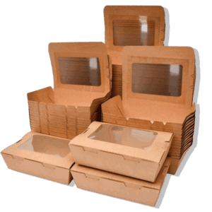 Replay Products | A group of brown cardboard boxes with disposable lids, Food Takeaway Containers by Replay.