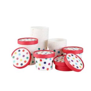 Replay Products | Polka dot disposable Paper Ice Cream Container with Paper Lid from Replay Products.