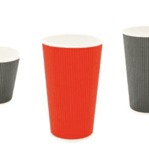 Replay Products | Three Ripple Wall Paper Cups from Replay Products on a white surface.